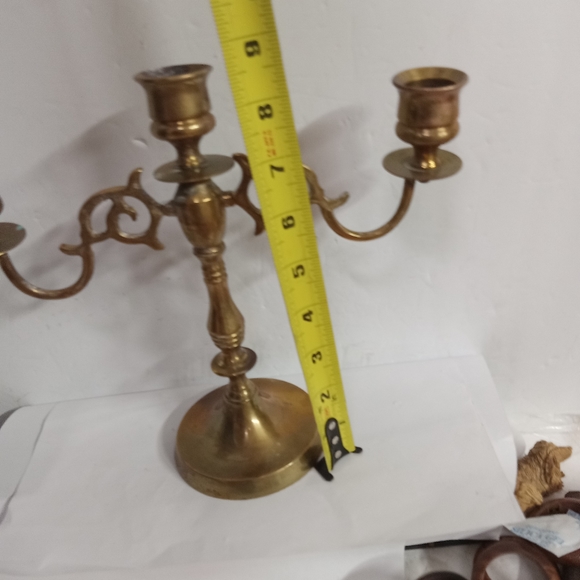 Vintage Distressed Brass 3-Candle Candelabra House of Global Art  ENGLAND - Picture 5 of 7